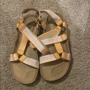 Kids Cat & Jack Tan Sandals with Multicolor Straps